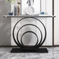 Stone Console Table 31.49" High Metal Frame Half Moon Accent Table Clearhalo 'Console Tables' 'console_tables' 'Entry & Mudroom Furniture' 'furn' 'furn_console_tables' 'Furniture' 1200x1200_822ca23e-b98a-4037-bcdc-c2de0d3f9723