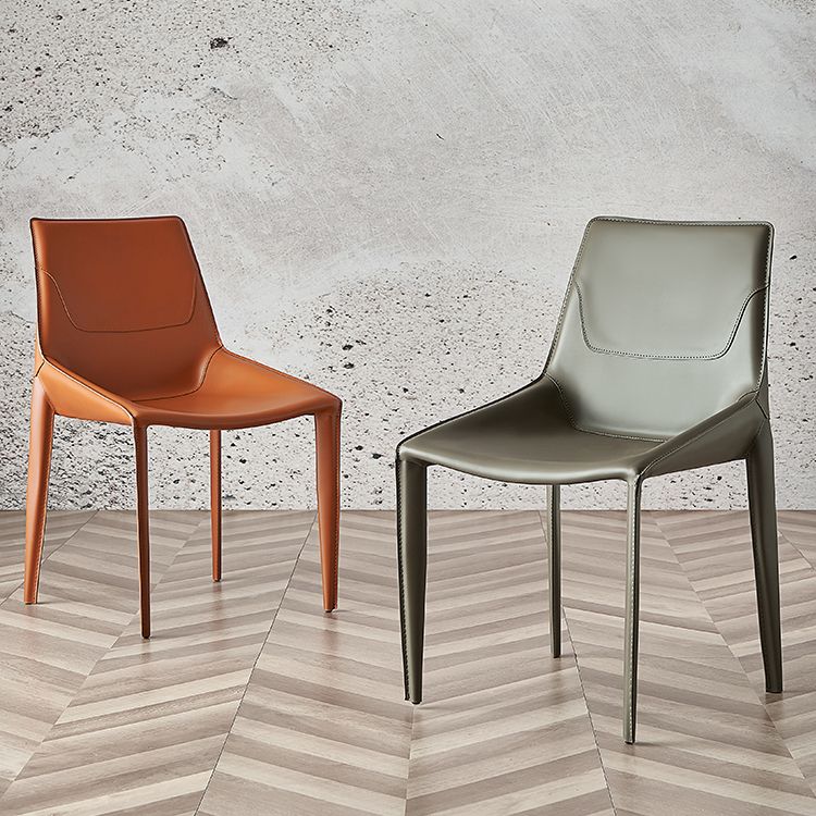 Modern Solid Back Side Chair with Faux Leather Legs Indoor Upholstered Dining Chair
