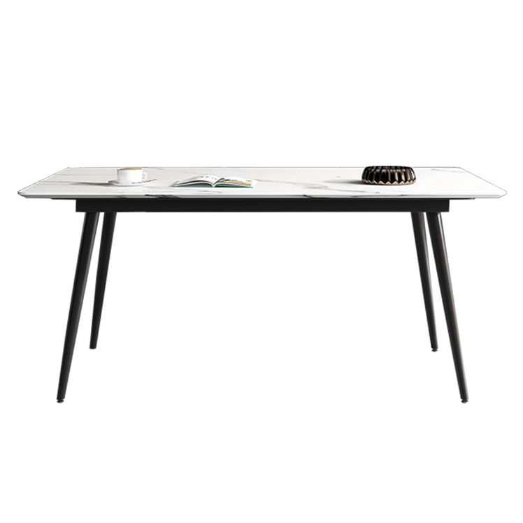 Modern Style Home Sintered Stone Dining Table 4 Legs Rectangular Table in White Clearhalo ' dining_table' 'Dining Tables & Seating' 'Dining Tables' 'furn' 'furn_dining_table' 'Furniture' 'furniture_dining_table' 'Kitchen & Dining Furniture' 'kitchen&dining_furn' 'kitchen' 'kitchen_dining_table' 1200x1200_822d75b4-6163-40f8-9f39-d451331f9663