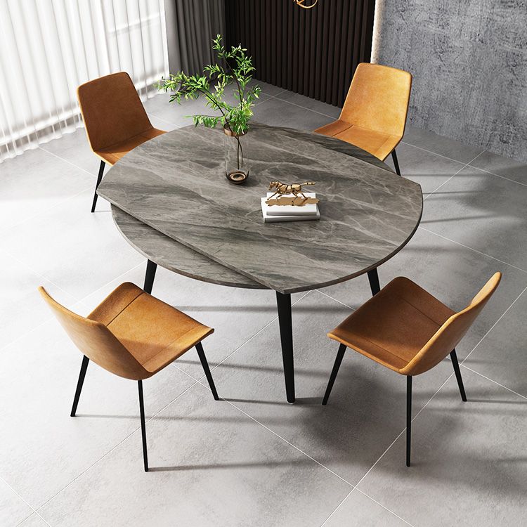 Round 4-foot Dining Site Table Simplicity Style Stone Drop-Leaf Dinette Table for Home Clearhalo ' dining_table' 'Dining Tables & Seating' 'Dining Tables' 'Furniture' 'furniture_dining_table' 'Kitchen & Dining Furniture' 'kitchen&dining_furn' 'kitchen' 'kitchen_dining_table' 1200x1200_822dbdc1-3648-465d-8a4e-aea6320bca21