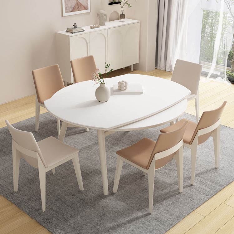 White Drop-Leaf Dining Table Round Sintered Stone Dinner Table for Dining Room Clearhalo 'Dining Tables & Seating' 'Dining Tables' 'dining_table' 'furn' 'furn_dining_table' 'Furniture' 'Kitchen & Dining Furniture' 1200x1200_8231a20d-ccb6-46dd-aee1-0537b23fe6c6