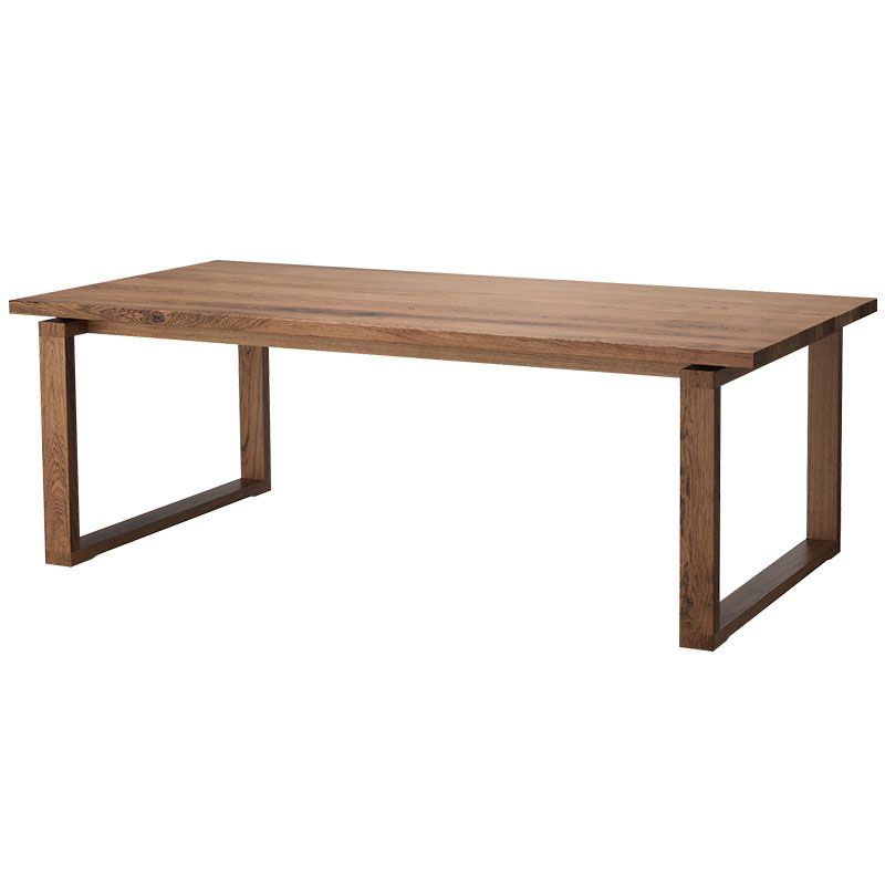 Natural Pine Wood Dining Table Contemporary Rectangle Sled Base Table