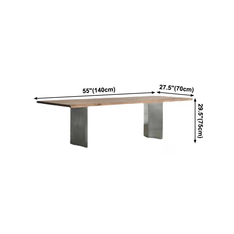 Rectangle Wood Color Dining Table Pine Solid Wood Table Luxury with Double Pedestal Clearhalo ' dining_table' 'Dining Tables & Seating' 'Dining Tables' 'furn' 'furn_dining_table' 'Furniture' 'furniture_dining_table' 'Kitchen & Dining Furniture' 'kitchen&dining_furn' 'kitchen' 'kitchen_dining_table' 1200x1200_823318de-9b9b-4510-87ba-e55502937e7b