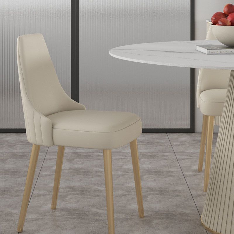Sintered Stone Top Round Dining Table Modern White Metal Pedestal Table Clearhalo 'Dining Tables & Seating' 'Dining Tables' 'dining_table' 'furn' 'furn_dining_table' 'Furniture' 'Kitchen & Dining Furniture' 1200x1200_82337371-cb6f-444b-8b47-1f33c6423604