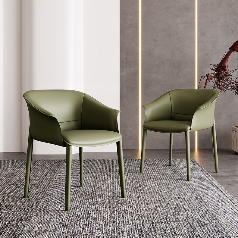 Contemporary Arm Dining Chairs Faux Leather Low Back Dining Side Chair