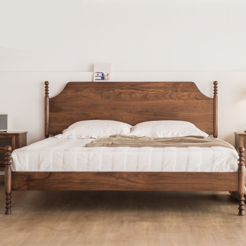 Solid Wood Headboard Poster Bed Walnut Bed Frame with Custom Legs Clearhalo 'Bedroom Furniture' 'Beds' 'furn' 'furn_beds' 'Furniture' 1200x1200_82344519-556d-4f15-83c9-29ed11fd78ff