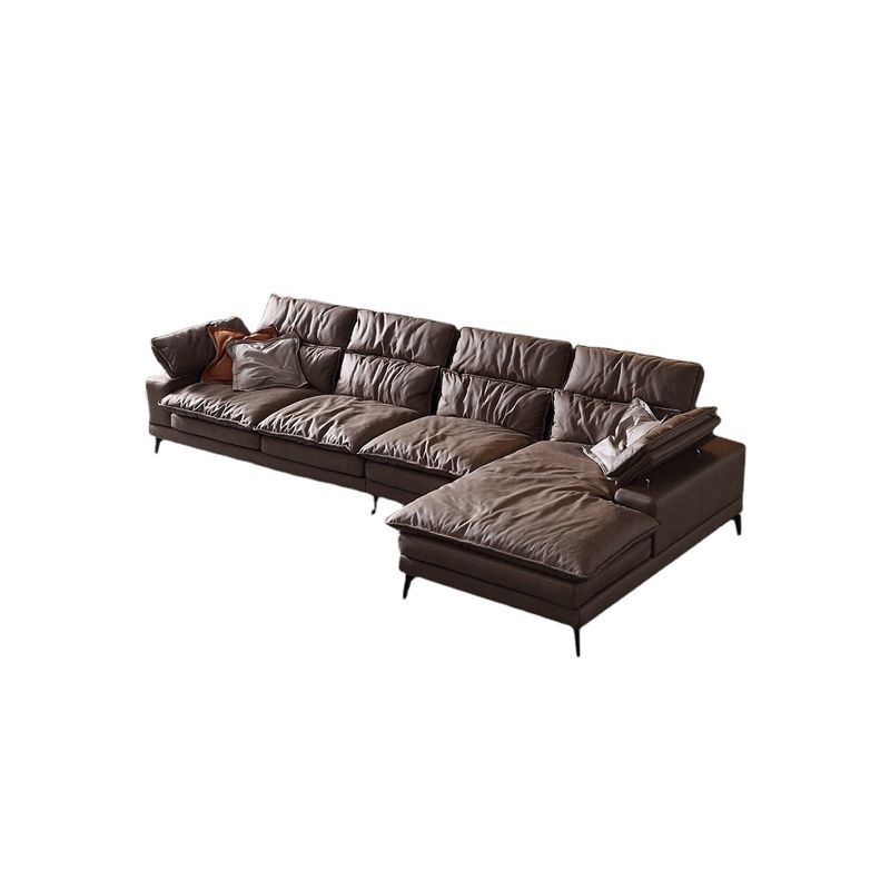 Modern Faux Leather L-Shape Sofa with Pillow Top Arm for Living Room