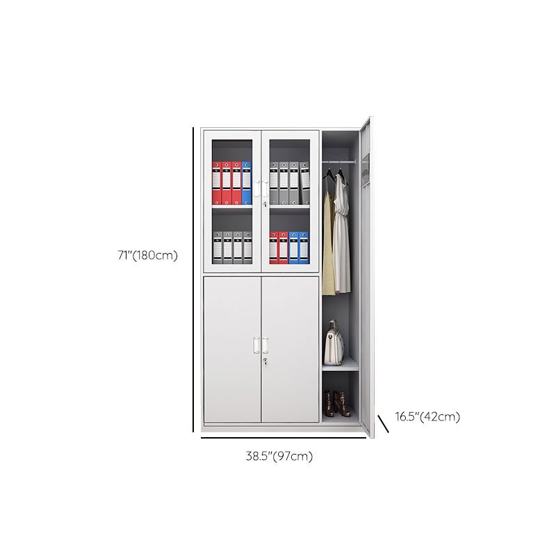 Hinged Wardrobe Cabinet with Mirror Contemporary Steel Wardrobe Armoire Clearhalo 'Armoires & Wardrobes' 'armoires_wardrobes' 'Bedroom Furniture' 'furn' 'furn_armoires_wardrobes' 'Furniture' 1200x1200_82381d91-664b-4a1e-b8be-5eec7aaa351a