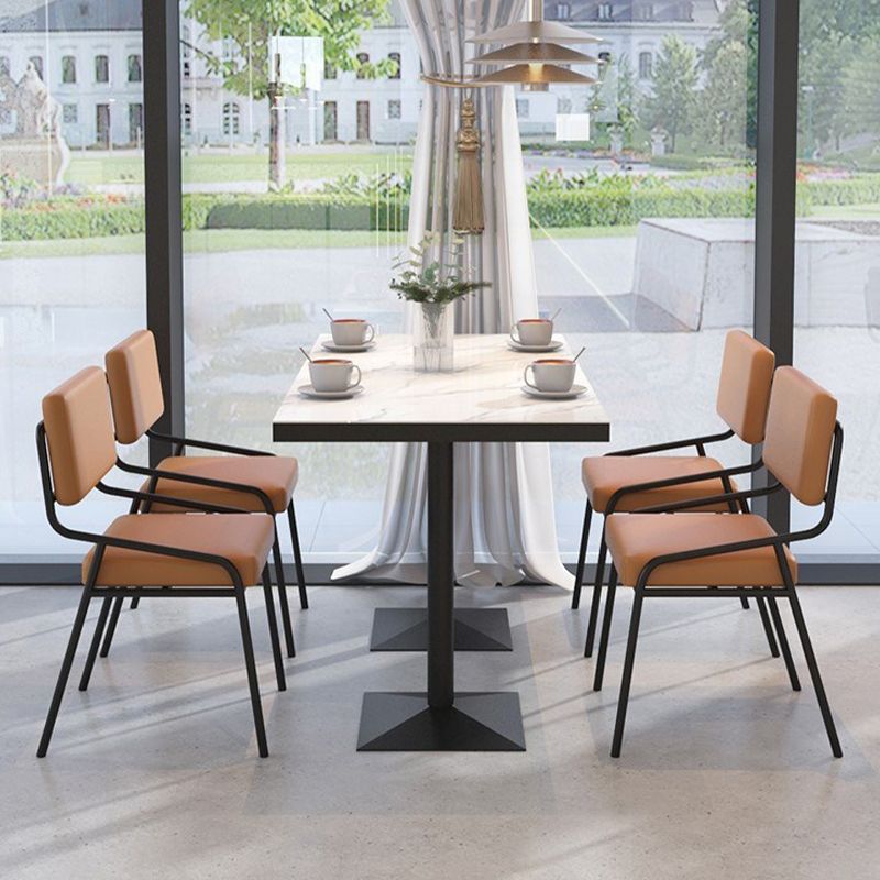 Sintered Stone Dining Table Industrial Square Dining Table with Metal Base Clearhalo 'Dining Tables & Seating' 'Dining Tables' 'dining_table' 'furn' 'furn_dining_table' 'Furniture' 'Kitchen & Dining Furniture' 1200x1200_82384674-8269-40cc-bf6b-b0e47324b47a