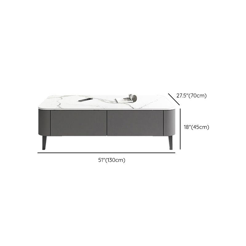 4 gambe tavolo da cocktail di caffè con cassetti di stoccaggio top rettangolo