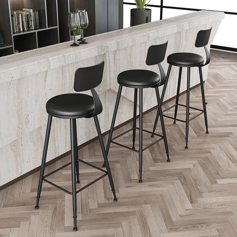 Modern Backrest Counter Stool Iron Bar Stool with Leather Cushion and Pedal for Cafe Clearhalo 'Bar Furniture' 'Bar Stools' 'bar_stools' 'furn' 'furn_bar_stools' 'Furniture' 'Kitchen & Dining Furniture' 1200x1200_8238bd0f-d89f-46b6-872a-58383673e019