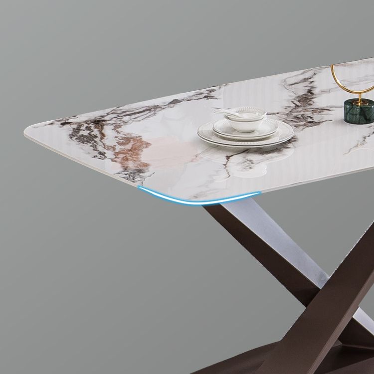 Metal Traditional Luxury Rectangle Table White Sintered Stone Table with Pedestal Base Clearhalo ' dining_table' 'Dining Tables & Seating' 'Dining Tables' 'furn' 'furn_dining_table' 'Furniture' 'furniture_dining_table' 'Kitchen & Dining Furniture' 'kitchen&dining_furn' 'kitchen' 'kitchen_dining_table' 1200x1200_8239f5dc-2faa-4354-80cc-6903f8010631