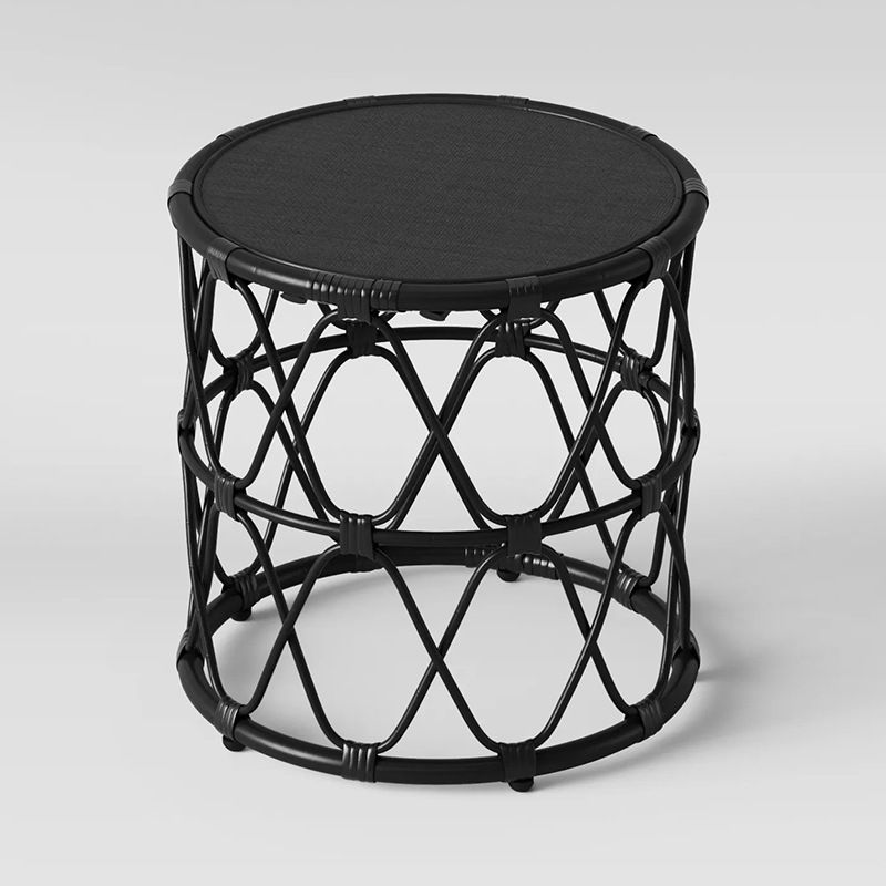 Table basse ronde contemporaine de 17,7"/19,6" en rotin tambour table de cocktail
