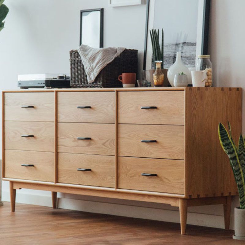 Modern Dresser Solid Wood Storage Chox Profirer con 9 cajones