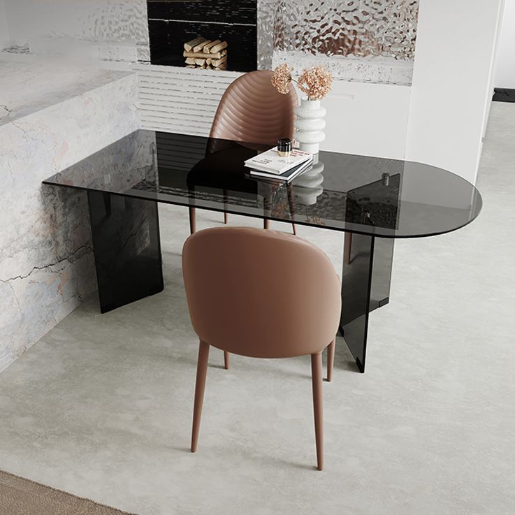 Glass Contemporary Free Form Dining Table Clear Glass Table for Dining Room Clearhalo ' dining_table' 'Dining Tables & Seating' 'Dining Tables' 'furn' 'furn_dining_table' 'Furniture' 'furniture_dining_table' 'Kitchen & Dining Furniture' 'kitchen&dining_furn' 'kitchen' 'kitchen_dining_table' 1200x1200_823c66b4-f41a-4308-b96c-e30bd1e7c22f