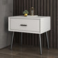 Faux Leather Modern Bed Nightstand Drawer Storage Solid Wood Night Table with Legs