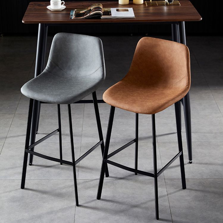 Scandinavian Leather Restaurant Stool Matte Finish Footrest Barstool Clearhalo 'Bar Furniture' 'Bar Stools' 'bar_stools' 'furn' 'furn_bar_stools' 'Furniture' 'furniture_bar_stools' 'Kitchen & Dining Furniture' 1200x1200_823f6daf-08cf-4c89-b4ac-b27edfca0004