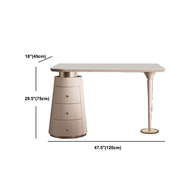 3 Schubladen weißes Make -up -Eitelkeitsverkesseltisch Stuhl Set, 17,71 "W x 29,52" H