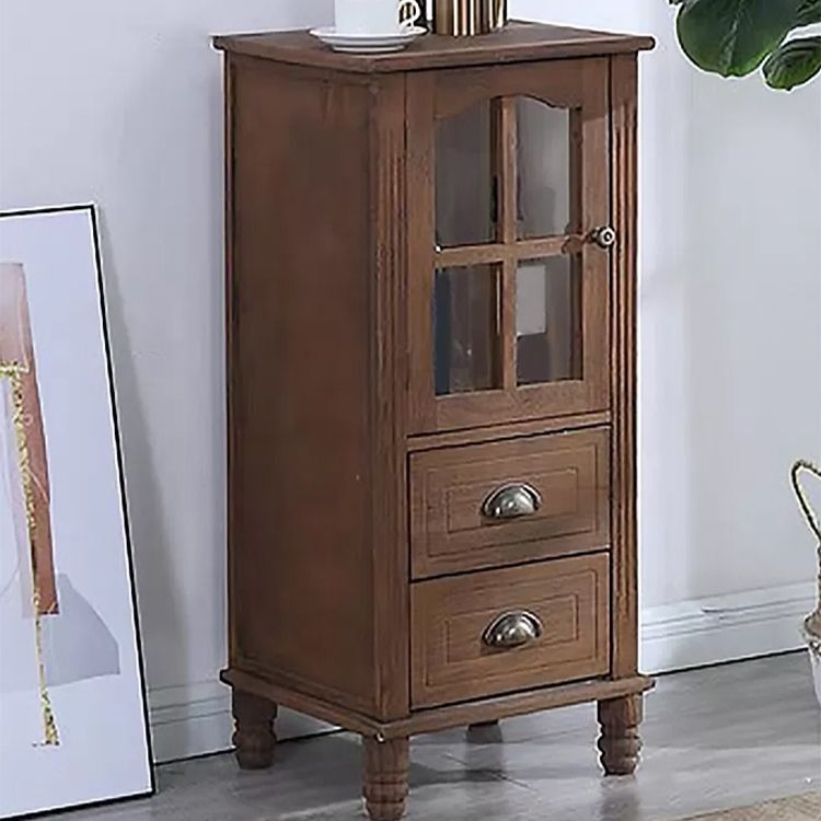 Armoire d'accent moderne du milieu du siècle avec porte en verre et pattes en bois massif