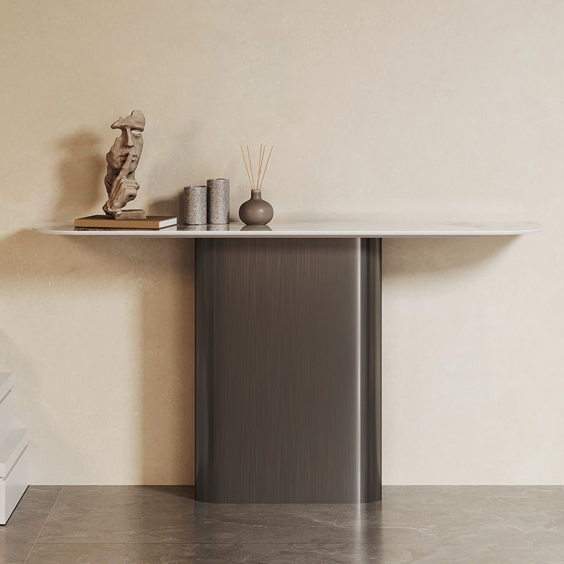 Tavolo di accento moderno a forma di luna tavolo in metallo in metallo per hall, largo 14 pollici