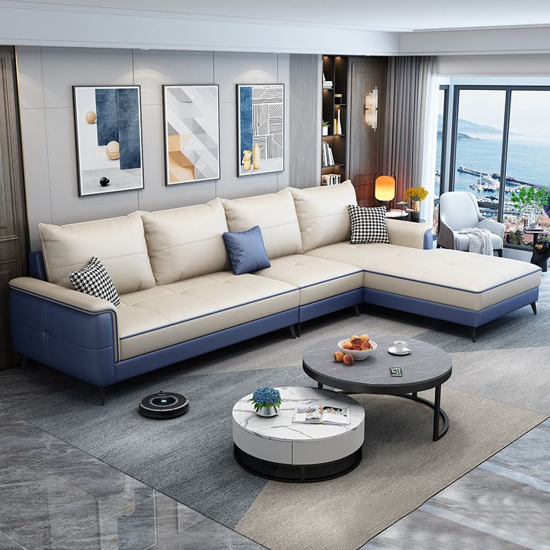 Faux Leather Modern Recessed Arm Sofa 134.6*66.9*38.2 Loose Back Sofa & Chaise Clearhalo 'furn' 'furn_sectionals' 'Furniture' 'furniture_sectionals' 'Living Room Furniture' 'Sectionals' 1200x1200_82410d41-c39a-4448-9362-b53dbdf74f25