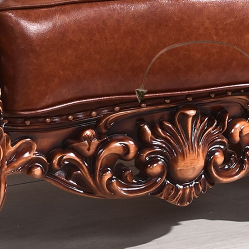 Canapé en cuir authentique marron cannet à dos de fraction de fraction