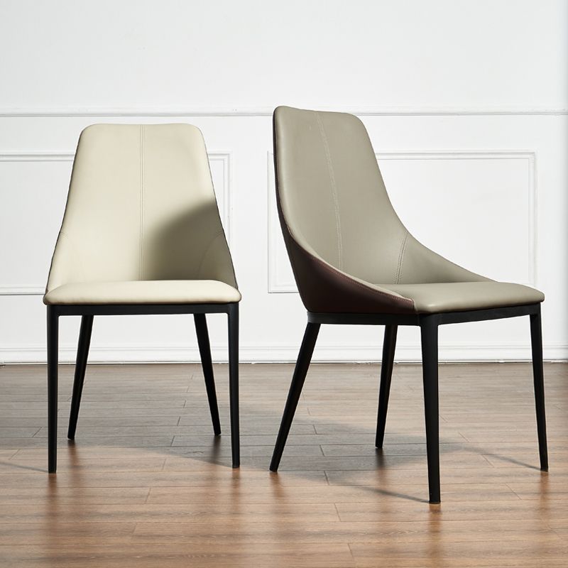 Silla de espalda sólida sillas laterales de comedor de cuero de estilo industrial