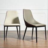 Silla de espalda sólida sillas laterales de comedor de cuero de estilo industrial