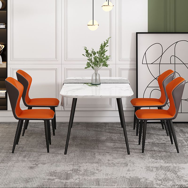 Scandinavian Home Side Chair Wingback Metal Upholstered Dining Room Chair Clearhalo ' kitchen&dining_furn' 'Dining Chairs' 'Dining Tables & Seating' 'dining_chair' 'furn' 'furn_dining_chair' 'Furniture' 'furniture_dining_chair' 'Kitchen & Dining Furniture' 'kitchen' 1200x1200_8242043f-1d7a-49ac-b8cf-3eaffa327124