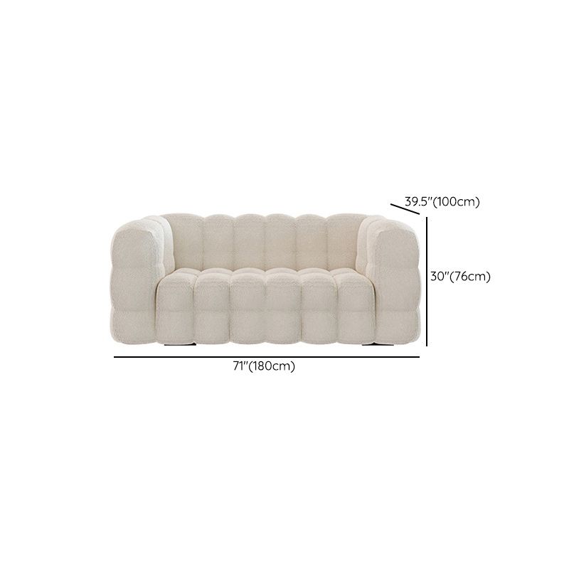 Zeitgenössisches weißes Wollsofa mit Tufted Rücken- und Smokingarm
