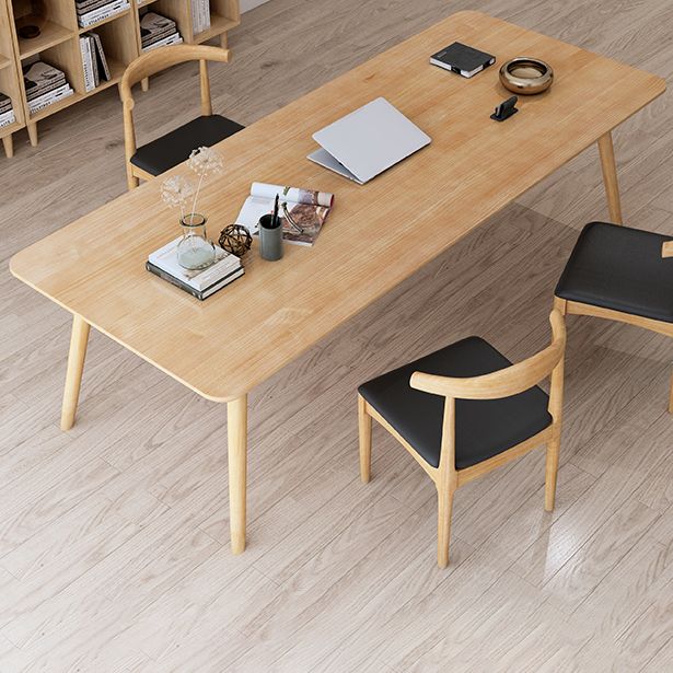 Modern Style Curved Office Desk Solid Wood Parsons Home Use Desk Clearhalo 'furn' 'furn_office_desk' 'Furniture' 'furniture_office_desk' 'Office Desks' 'Office Furniture' 'office_desk' 1200x1200_8242d4d9-7a1c-4341-8ac8-69a97bfd0960