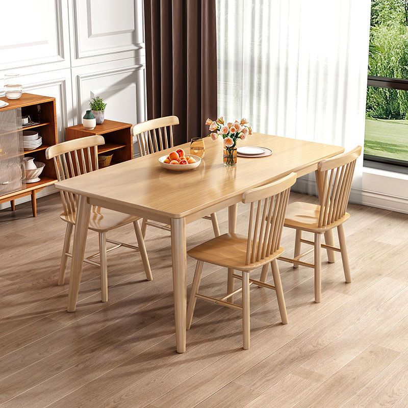 Contemporary Wooden Dining Table Rectangle Table with Wood Legs for Home Use Clearhalo 'Dining Tables & Seating' 'Dining Tables' 'dining_table' 'furn' 'furn_dining_table' 'Furniture' 'Kitchen & Dining Furniture' 1200x1200_82440d9d-c878-4085-af96-de13681ba313