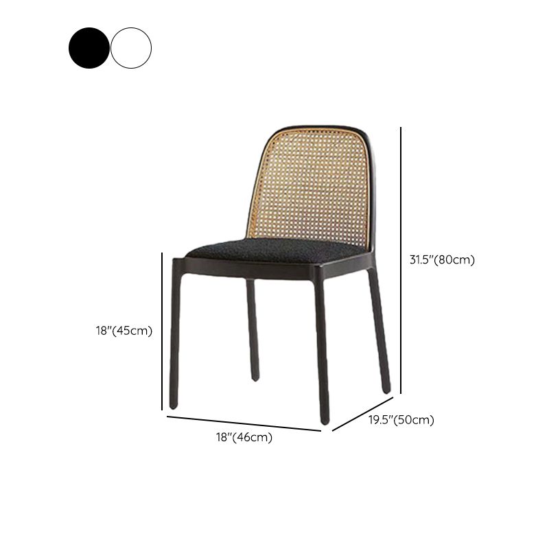 Eigentijdse armloze stoelen gestoffeerde eetstoelen met houtbasis