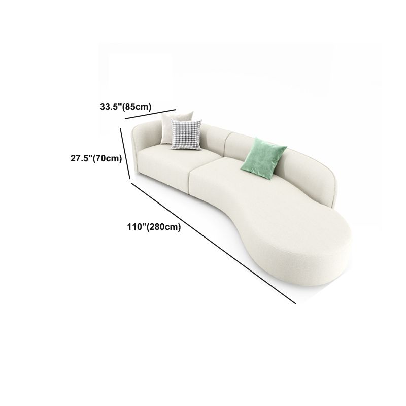 Nordic Stationary Living Room Tuxedo Arm White Curved Sofa Chaise
