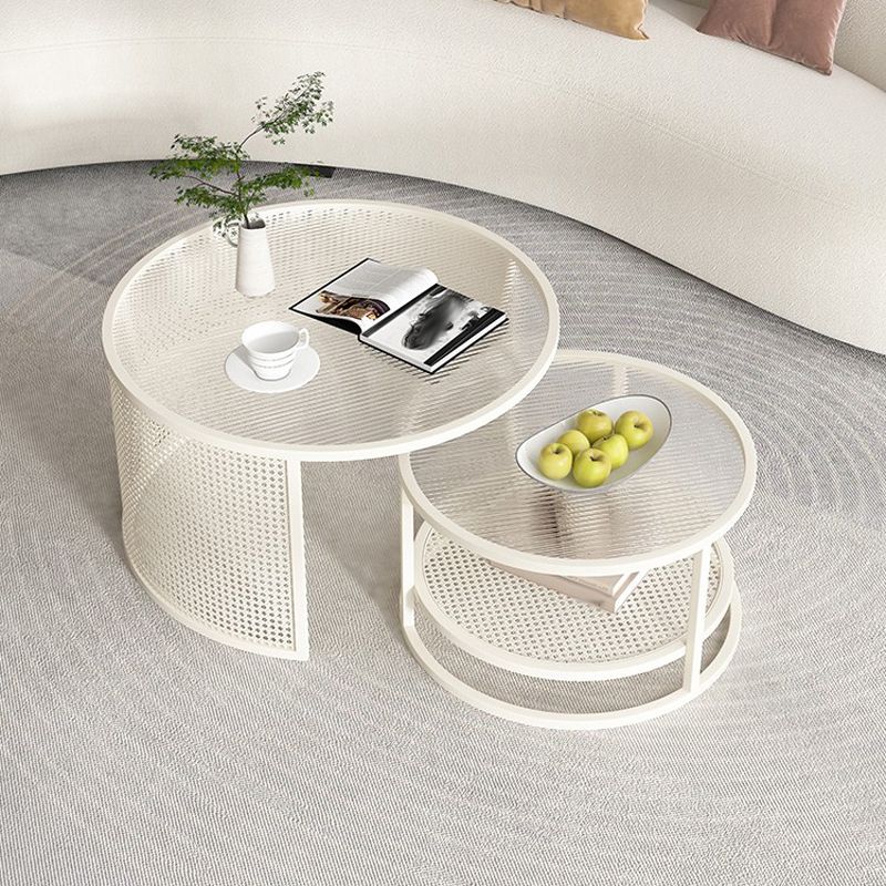 Tropical Coffee Table Glass Top Round Frame Coffee Cocktail Table Clearhalo 'Coffee & Accent Tables' 'Coffee Tables' 'coffee_tables' 'furn' 'furn_coffee_tables' 'Furniture' 'Living Room Furniture' 1200x1200_824b2672-98dc-4615-91fc-3a0a89766ece
