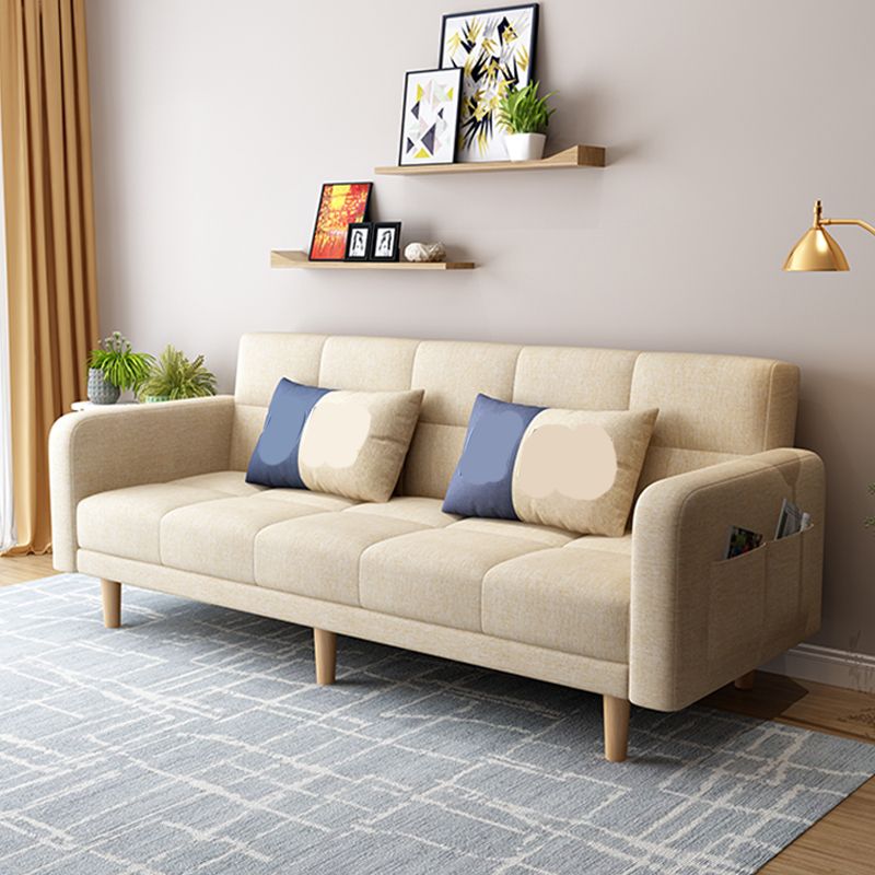 Beige Contemporary Biscuit Back Sofa 25.6"High Square Arm Sofa Clearhalo 'furn' 'furn_sofas' 'Furniture' 'furniture_sofas' 'kitchen' 'kitchen_sofas' 'Living Room Furniture' 'Sofa' 'sofas' 1200x1200_824ce23d-abb7-43b5-a837-eaa18e02ecf6
