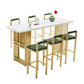 Glam Wood Bar Table with Rectangle Table Top Gold Double Pedestal Table - 42" H Clearhalo 'Bar Furniture' 'Bar Tables' 'bar_tables' 'furn' 'furn_bar_tables' 'Furniture' 'furniture_bar_tables' 'Kitchen & Dining Furniture' 1200x1200_824d1c59-cc29-4c33-b0d4-e9b2a3886fa7