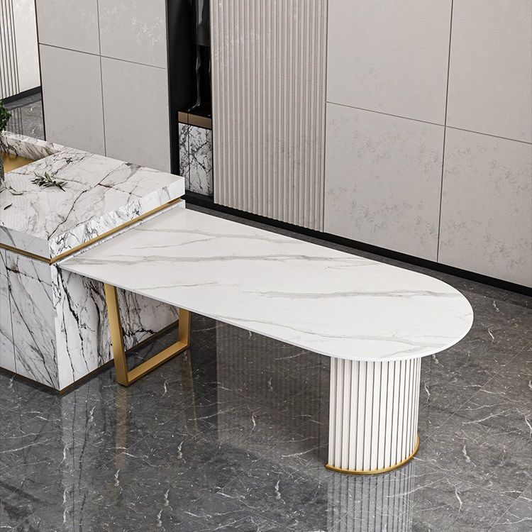 Luxury Free Form Dining Table Sintered Stone Double Pedestal Kitchen Desk Clearhalo 'Dining Tables & Seating' 'Dining Tables' 'dining_table' 'furn' 'furn_dining_table' 'Furniture' 'Kitchen & Dining Furniture' 1200x1200_824fdbb5-be80-44d6-b05a-23aa3d1499f1