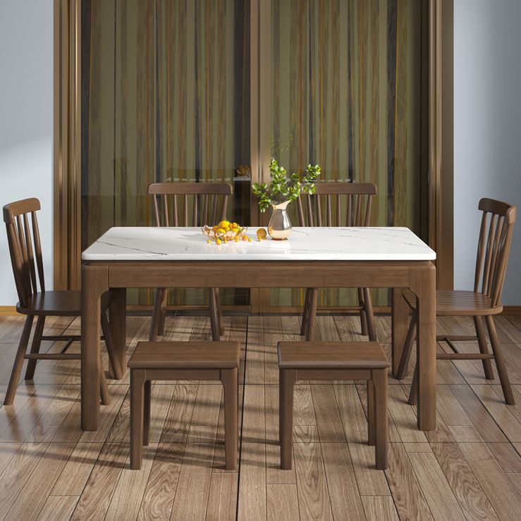 Marble Dining Table Mid-Century Style 4 Legs Base Rectangle Table for Home Clearhalo ' dining_table' 'Dining Tables & Seating' 'Dining Tables' 'furn' 'furn_dining_table' 'Furniture' 'furniture_dining_table' 'Kitchen & Dining Furniture' 'kitchen&dining_furn' 'kitchen' 'kitchen_dining_table' 1200x1200_8251dd7f-917e-4ef3-bf15-990d0f5ca7d2