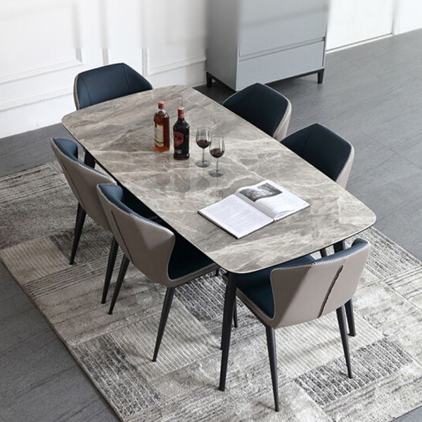 Sintered Stone Dining Table Simplicity Style 4 Legs Carbon Steel Base Rectangle Table for Home Clearhalo ' dining_table' 'Dining Tables & Seating' 'Dining Tables' 'furn' 'furn_dining_table' 'Furniture' 'furniture_dining_table' 'Kitchen & Dining Furniture' 'kitchen&dining_furn' 'kitchen' 'kitchen_dining_table' 1200x1200_8251e6c7-e648-4253-b4a7-75e8d58bc6c4