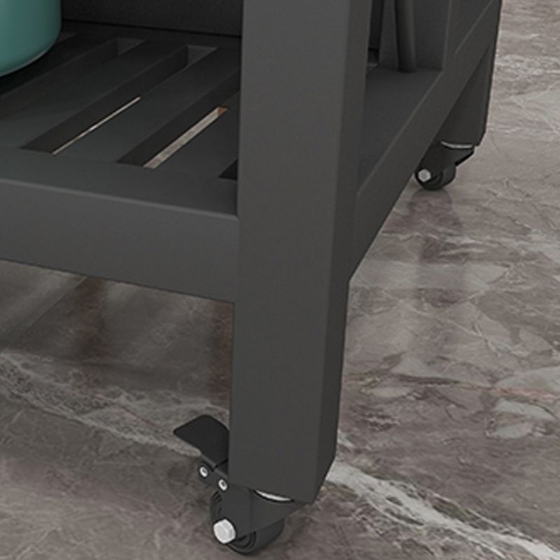 Carrello del carrello in cucina rotolante con top marmo/pietra e carrello da cucina a base di ferro in nero