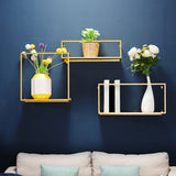 Drijvende gouden metalen boekenplank glamour muur gemonteerde plank boekenkast