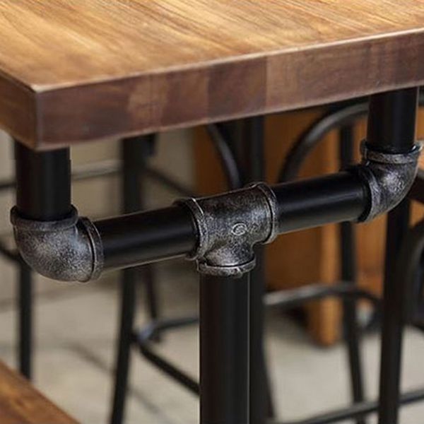 Rechteckiges Massivholz-Bartisch-Set, industrieller 1/4/7-teiliger Thekentisch mit Hockern