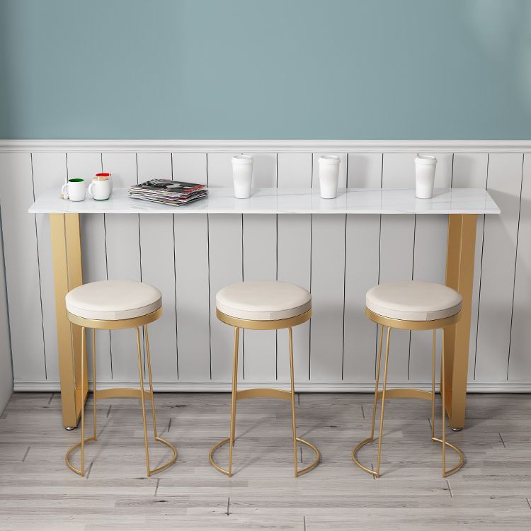 1/4/7 pièces Glam Glam Iron Bistro Set Rectangle Rectangle Bar Table Set avec un faux marbre blanc