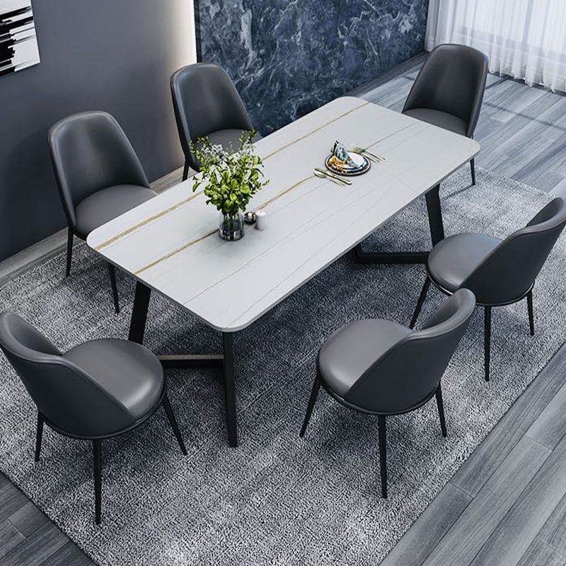Rectangle Black Base Dining Room Kitchen Table Industrial Fixed Dinner Table Clearhalo 'Dining Tables & Seating' 'Dining Tables' 'dining_table' 'furn' 'furn_dining_table' 'Furniture' 'Kitchen & Dining Furniture' 1200x1200_82560c47-b805-4383-aca4-1ded69cb7c9f