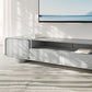 Grijze houten mediaconsole Moderne tv-console met open opbergruimte