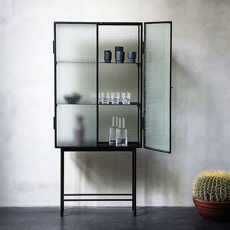 61"H Modern Iron Dining Server Glass Doors Cabinets Sideboard for Living Room Clearhalo 'buffet_sideboard' 'Buffets & Sideboards' 'furn' 'furn_buffet_sideboard' 'Furniture' 'Kitchen & Dining Furniture' 1200x1200_82578a74-c20d-4068-abba-0cc0a9d214b2