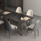 Mesa de comedor rectangular 4 Mesa de comedor de piernas en marco negro para cocina