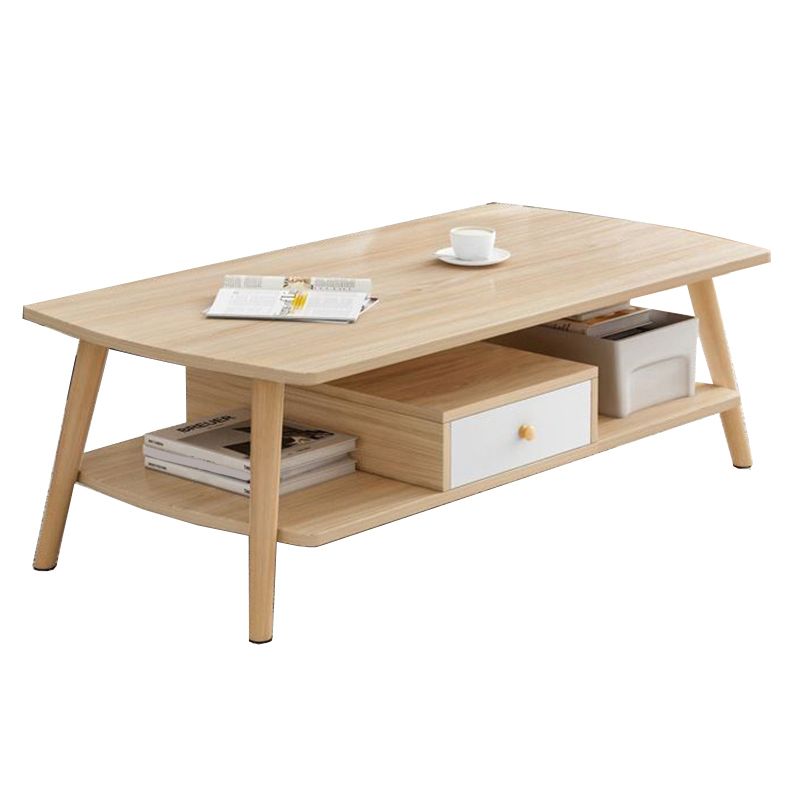 Modern Style Rectangular Artificial 4 Legs Base with Drawer Coffee Table Clearhalo 'Coffee & Accent Tables' 'Coffee Tables' 'coffee_tables' 'furn' 'furn_coffee_tables' 'Furniture' 'Living Room Furniture' 1200x1200_8257efdf-0a70-446a-8d67-36f141c7c823