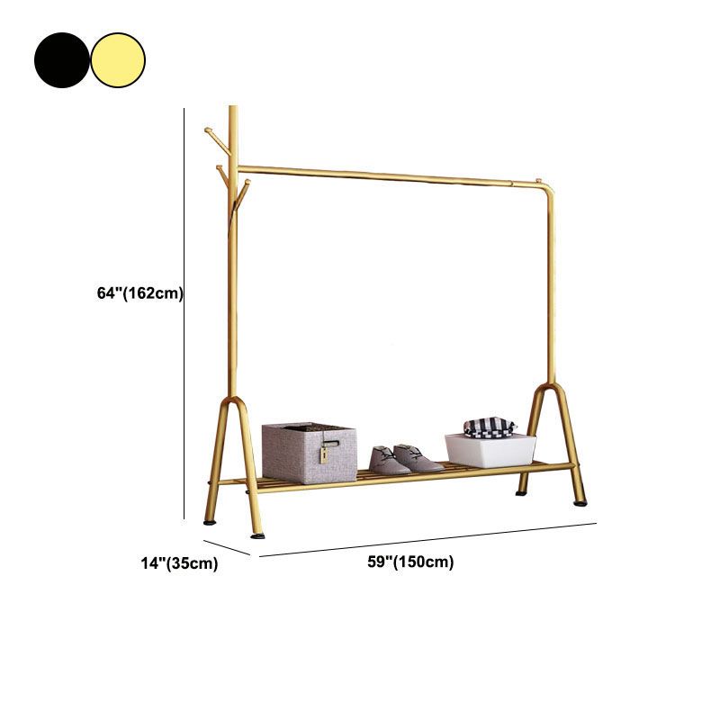 Modern Metal Hall Stand Hanging Rail Lower Shelf and Hooks Entry Hall Tree Clearhalo 'Entry & Mudroom Furniture' 'furn' 'furn_hall_tree_coat_racks' 'Furniture' 'Hall Trees & Coat Racks' 'hall_tree_coat_racks' 1200x1200_82594f51-3157-4756-8630-dc38a02da5bc